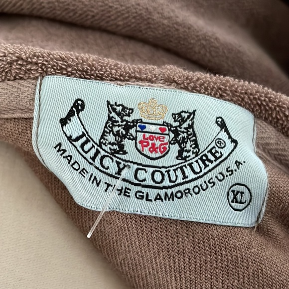 Y2K JUICY COUTURE LIGHT BROWN TERRY HOODIE JACKET WOMEN XL POCKETS FULL ZIP NWOT - Picture 4 of 4